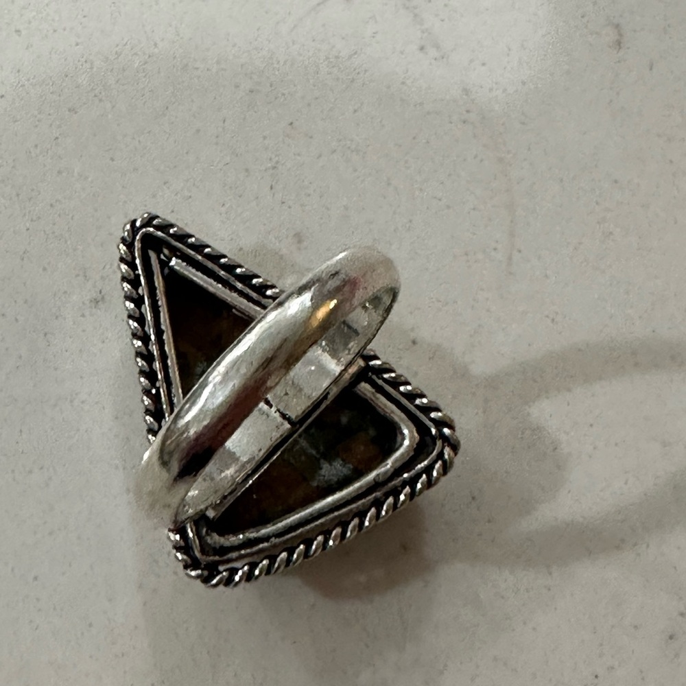 Sterling 925 Silver Triangular Quartz Ring - Sz 7… - image 7